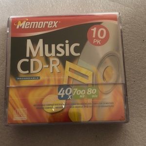Memorex 40x /700MB/80-Minute- 10 Pk -CD-R Music Lot Of 10
